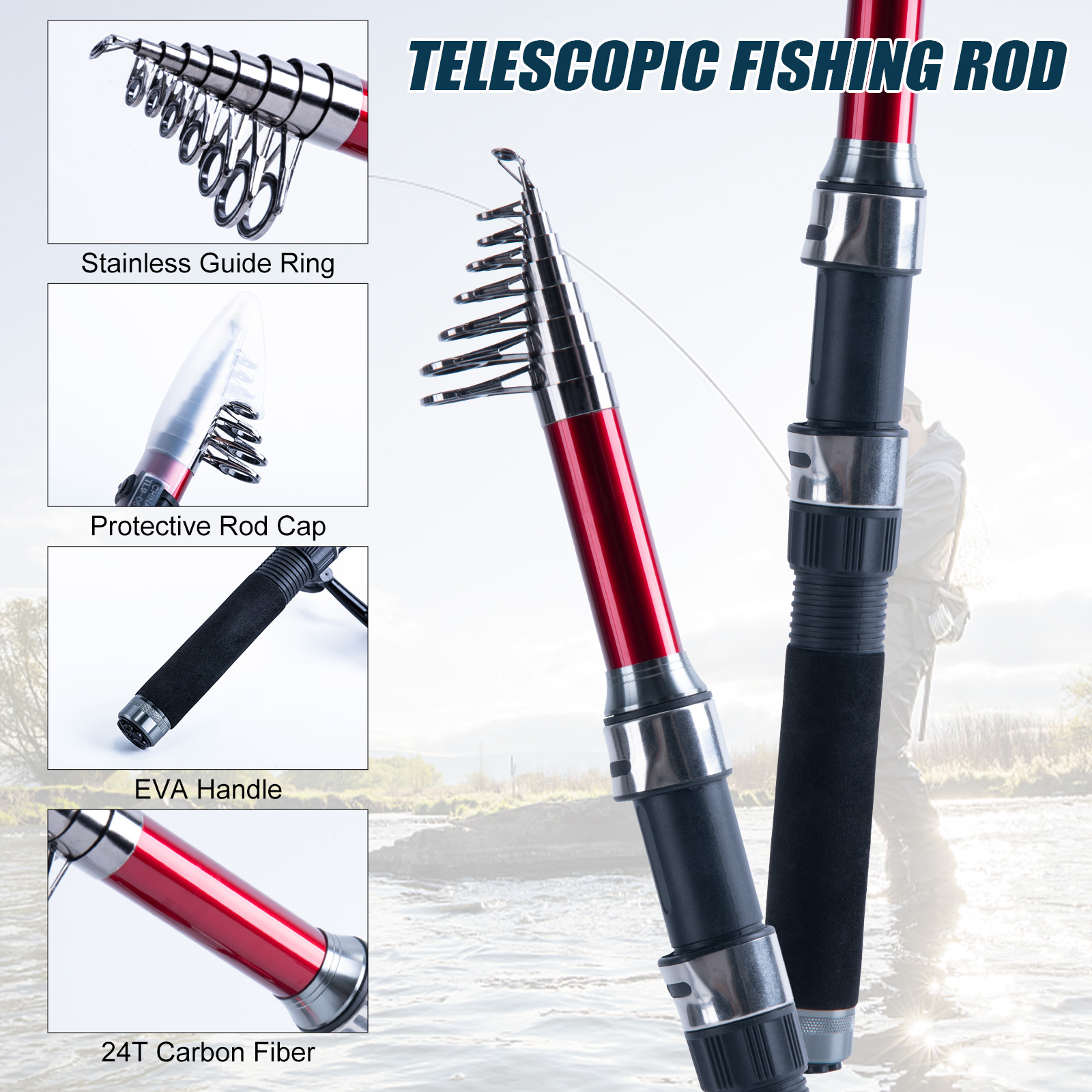 Goture Telescopic Fishing Rod  - مراجعة Reel Bag وسعره