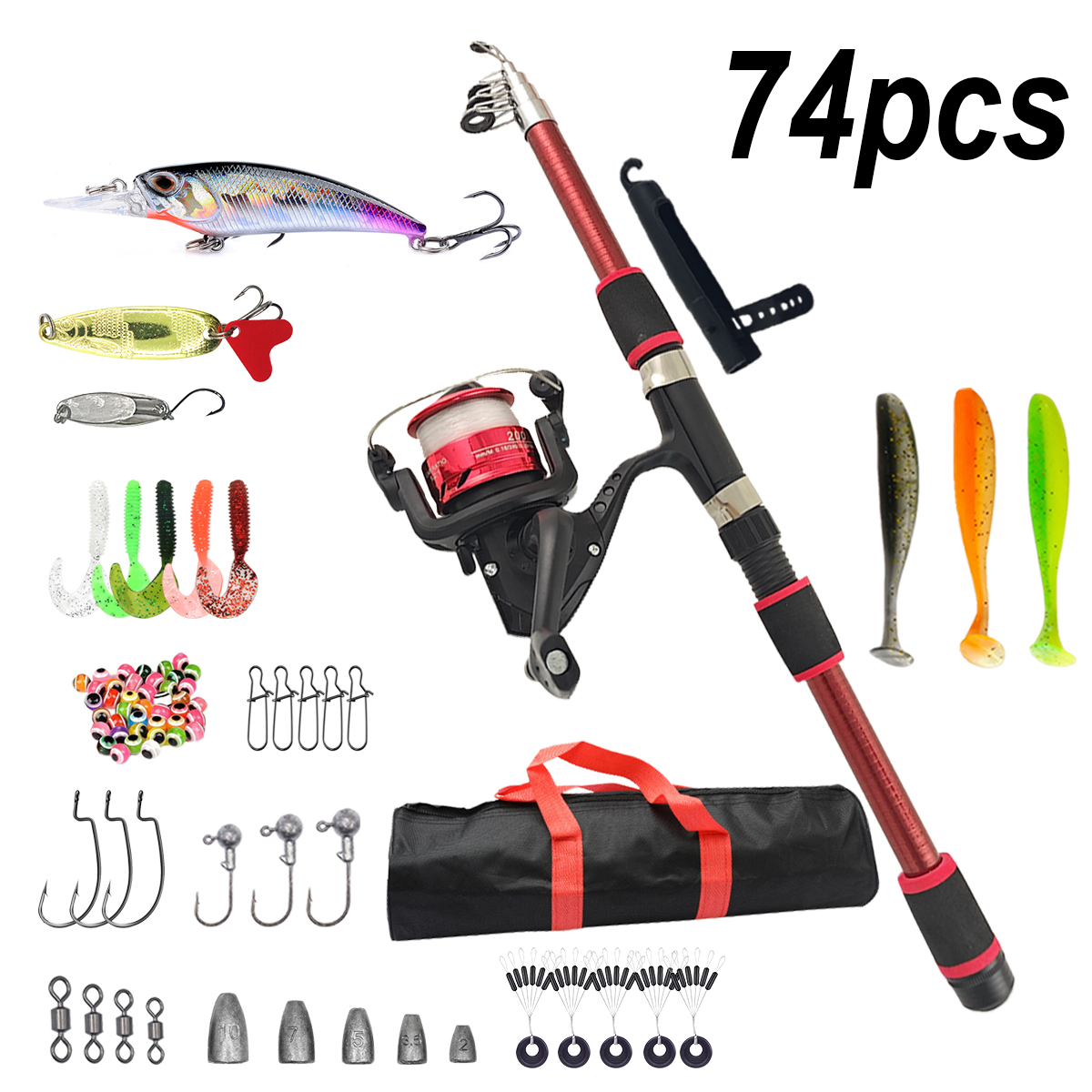 Fishing Pole Set Full Kits Wit - مراجعة Spincast Reel وسعره