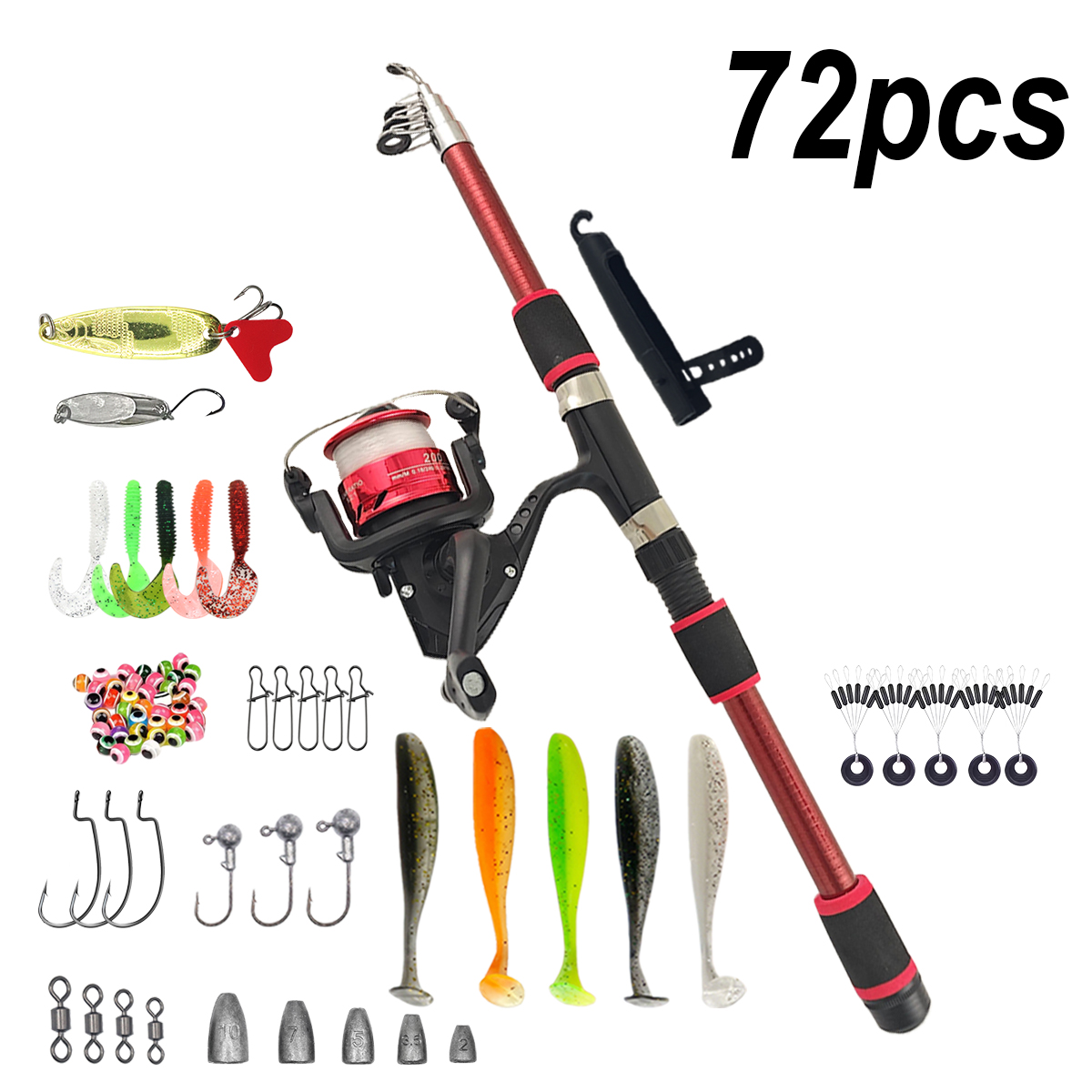 Fishing Pole Set Full Kits Wit - مراجعة Spincast Reel وسعره